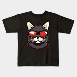 Cat with Maple leafs Canadaian Colors Kids T-Shirt